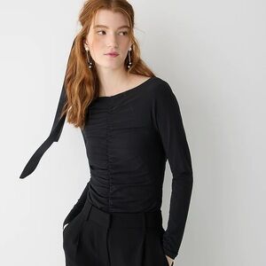J.Crew Ruched long-sleeve matte jersey top | size XS